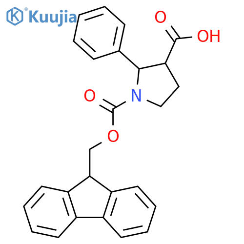 1-[(9H-fluoren-9-ylmethoxy)carbonyl]-2-phenylpyrrolidine-3-carboxylic acid structure