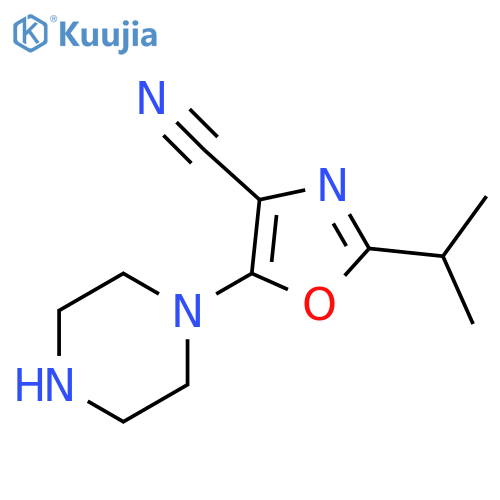 4-Oxazolecarbonitrile, 2-(1-methylethyl)-5-(1-piperazinyl)- structure