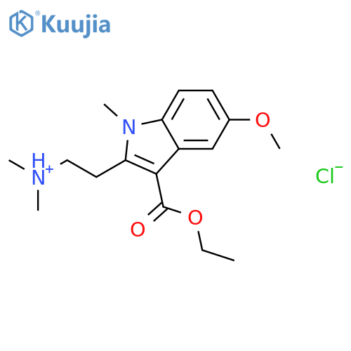 2-[3-(ethoxycarbonyl)-5-methoxy-1-methyl-1H-indol-2-yl]-N,N-dimethylethanaminium chloride structure