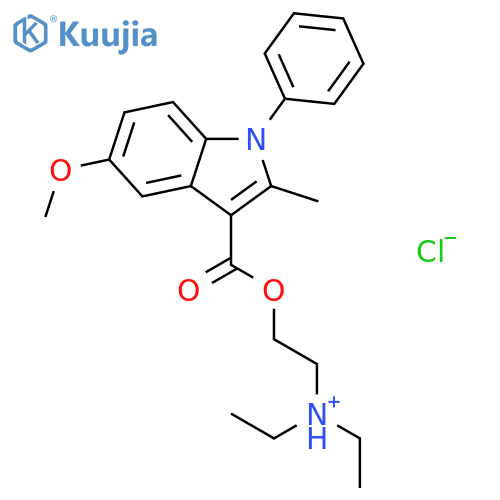 N,N-diethyl-2-{[(5-methoxy-2-methyl-1-phenyl-1H-indol-3-yl)carbonyl]oxy}ethanaminium chloride structure