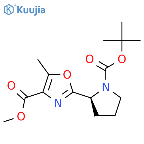 Methyl 2-[(2S)-1-(tert-butoxycarbonyl)pyrrolidin-2-yl]-5-methyl-1,3-oxazole-4-carboxylate structure