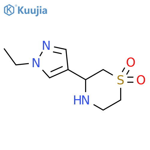 Thiomorpholine, 3-(1-ethyl-1H-pyrazol-4-yl)-, 1,1-dioxide structure