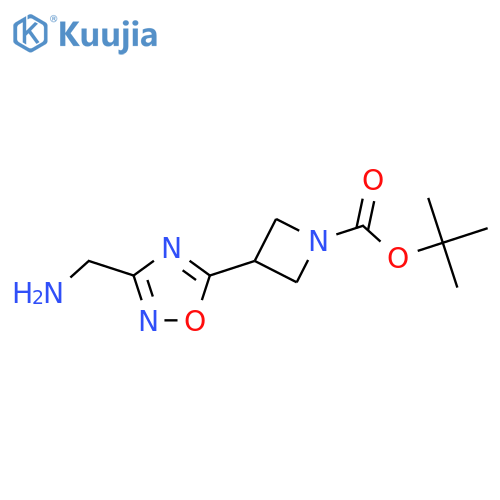 Tert-butyl 3-(3-(aminomethyl)-1,2,4-oxadiazol-5-yl)azetidine-1-carboxylate structure