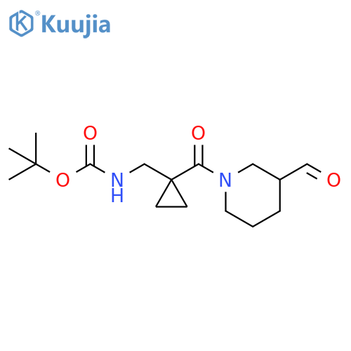 Carbamic acid, N-[[1-[(3-formyl-1-piperidinyl)carbonyl]cyclopropyl]methyl]-, 1,1-dimethylethyl ester structure
