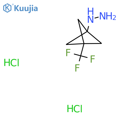 [3-(trifluoromethyl)bicyclo[1.1.1]pentan-1-yl]hydrazine dihydrochloride structure