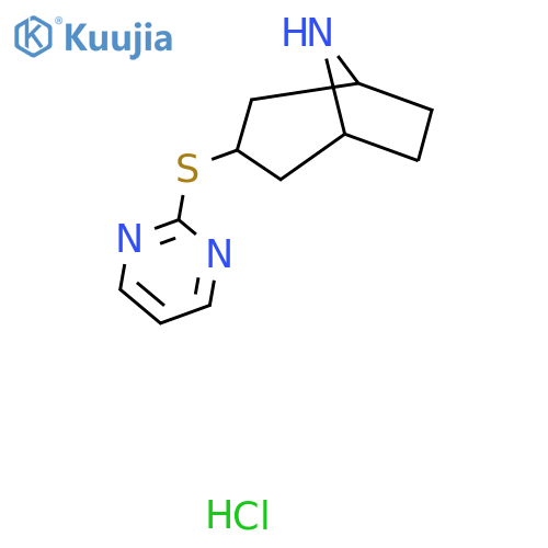 3-(Pyrimidin-2-ylsulfanyl)-8-azabicyclo[3.2.1]octane hydrochloride structure