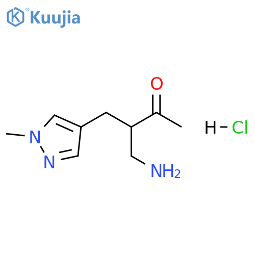 2-Butanone, 3-(aminomethyl)-4-(1-methyl-1H-pyrazol-4-yl)-, hydrochloride (1:1) structure