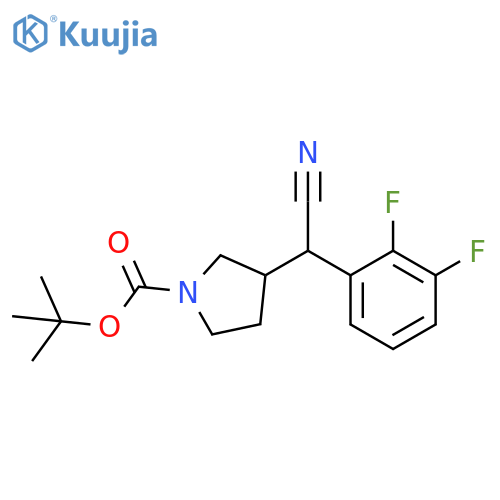 1-Pyrrolidinecarboxylic acid, 3-[cyano(2,3-difluorophenyl)methyl]-, 1,1-dimethylethyl ester structure