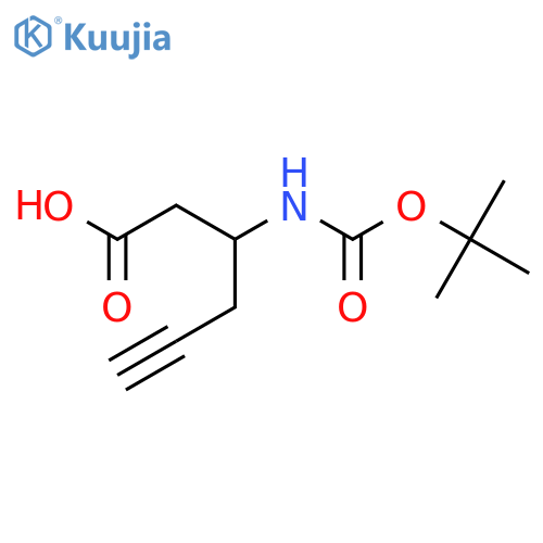 3-([(tert-Butoxy)carbonyl]amino)hex-5-ynoic acid structure