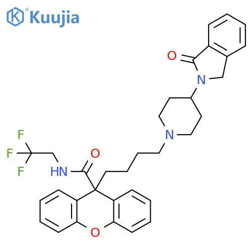 9H-Xanthene-9-carboxamide,9-[4-[4-(1,3-dihydro-1-oxo-2H-isoindol-2-yl)-1-piperidinyl]butyl]-N-(2,2,2-trifluoroethyl)- structure