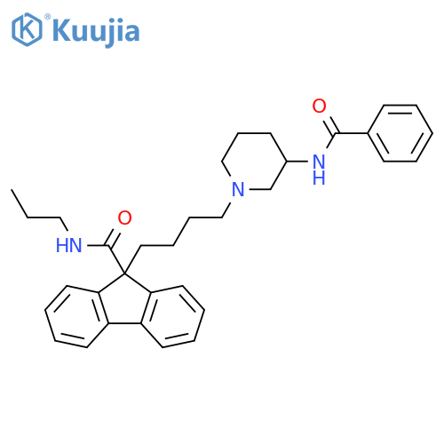 9H-Fluorene-9-carboxamide,9-[4-[3-(benzoylamino)-1-piperidinyl]butyl]-N-propyl- structure