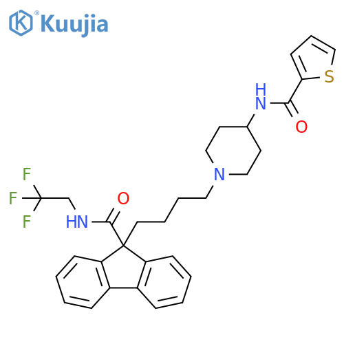 2-Thiophenecarboxamide,N-[1-[4-[9-[[(2,2,2-trifluoroethyl)amino]carbonyl]-9H-fluoren-9-yl]butyl]-4-piperidinyl]- structure