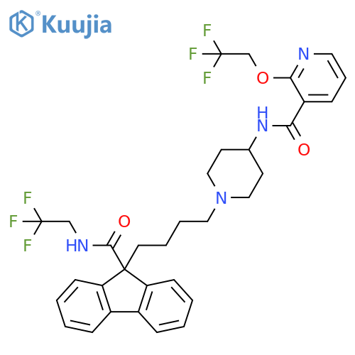 3-Pyridinecarboxamide,2-(2,2,2-trifluoroethoxy)-N-[1-[4-[9-[[(2,2,2-trifluoroethyl)amino]carbonyl]-9H-fluoren-9-yl]butyl]-4-piperidinyl]- structure
