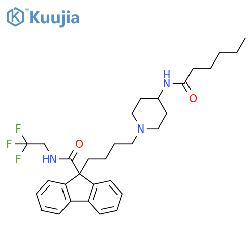 9H-Fluorene-9-carboxamide,9-[4-[4-[(1-oxohexyl)amino]-1-piperidinyl]butyl]-N-(2,2,2-trifluoroethyl)- structure