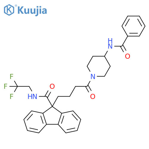 9H-Fluorene-9-carboxamide,9-[4-[4-(benzoylamino)-1-piperidinyl]-4-oxobutyl]-N-(2,2,2-trifluoroethyl)- structure