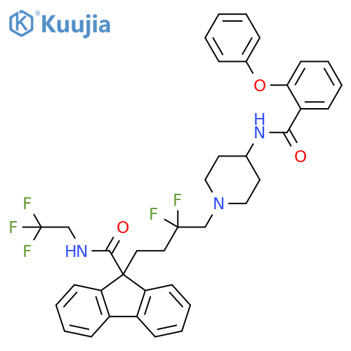 9H-Fluorene-9-carboxamide,9-[3,3-difluoro-4-[4-[(2-phenoxybenzoyl)amino]-1-piperidinyl]butyl]-N-(2,2,2-trifluoroethyl)- structure
