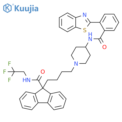 9H-Fluorene-9-carboxamide,9-[4-[4-[[2-(2-benzothiazolyl)benzoyl]amino]-1-piperidinyl]butyl]-N-(2,2,2-trifluoroethyl)- structure