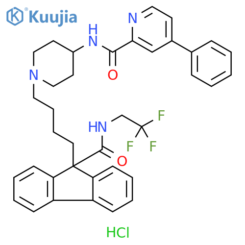 2-Pyridinecarboxamide,4-phenyl-N-[1-[4-[9-[[(2,2,2-trifluoroethyl)amino]carbonyl]-9H-fluoren-9-yl]butyl]-4-piperidinyl]-, dihydrochloride structure