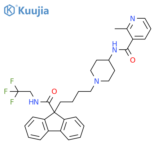 3-Pyridinecarboxamide,2-methyl-N-[1-[4-[9-[[(2,2,2-trifluoroethyl)amino]carbonyl]-9H-fluoren-9-yl]butyl]-4-piperidinyl]- structure