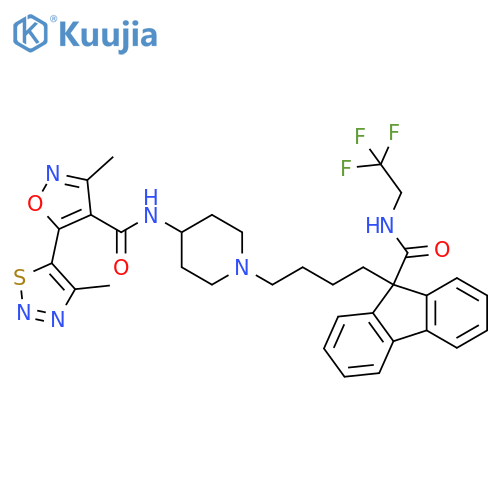 4-Isoxazolecarboxamide,3-methyl-5-(4-methyl-1,2,3-thiadiazol-5-yl)-N-[1-[4-[9-[[(2,2,2-trifluoroethyl)amino]carbonyl]-9H-fluoren-9-yl]butyl]-4-piperidinyl]- structure