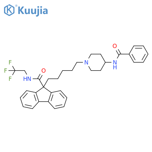 9H-Fluorene-9-carboxamide,9-[5-[4-(benzoylamino)-1-piperidinyl]pentyl]-N-(2,2,2-trifluoroethyl)- structure