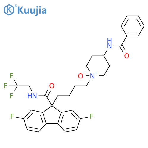 9H-Fluorene-9-carboxamide,9-[4-[4-(benzoylamino)-1-oxido-1-piperidinyl]butyl]-2,7-difluoro-N-(2,2,2-trifluoroethyl)- structure