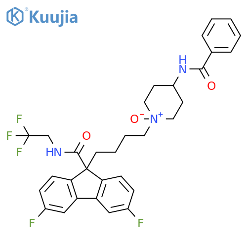 9H-Fluorene-9-carboxamide,9-[4-[4-(benzoylamino)-1-oxido-1-piperidinyl]butyl]-3,6-difluoro-N-(2,2,2-trifluoroethyl)- structure