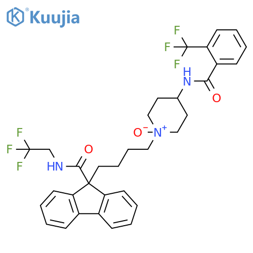 9H-Fluorene-9-carboxamide,9-[4-[1-oxido-4-[[2-(trifluoromethyl)benzoyl]amino]-1-piperidinyl]butyl]-N-(2,2,2-trifluoroethyl)- structure