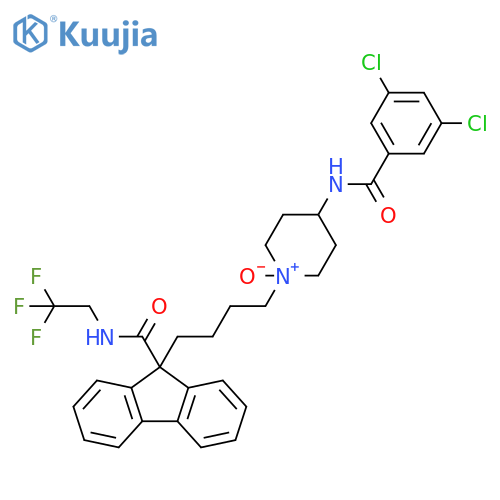 9H-Fluorene-9-carboxamide,9-[4-[4-[(3,5-dichlorobenzoyl)amino]-1-oxido-1-piperidinyl]butyl]-N-(2,2,2-trifluoroethyl)- structure