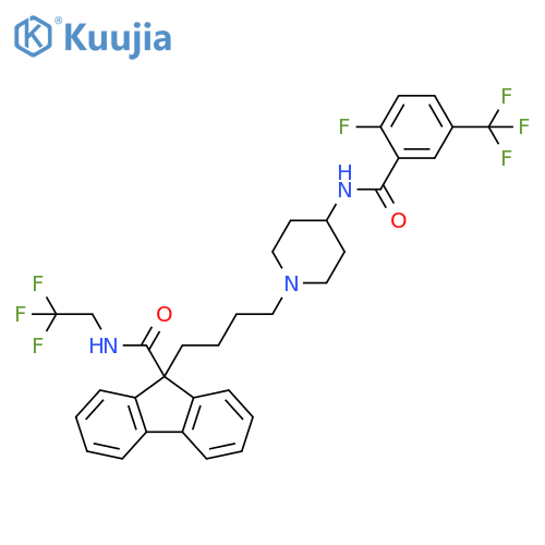 9H-Fluorene-9-carboxamide,9-[4-[4-[[2-fluoro-5-(trifluoromethyl)benzoyl]amino]-1-piperidinyl]butyl]-N-(2,2,2-trifluoroethyl)- structure