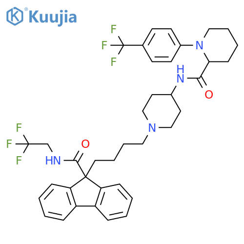 2-Piperidinecarboxamide,N-[1-[4-[9-[[(2,2,2-trifluoroethyl)amino]carbonyl]-9H-fluoren-9-yl]butyl]-4-piperidinyl]-1-[4-(trifluoromethyl)phenyl]- structure