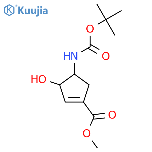methyl 4-(tert-butoxycarbonylamino)-3-hydroxy-cyclopentene-1-carboxylate structure