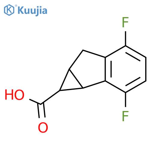 Cycloprop[a]indene-1-carboxylic acid, 2,5-difluoro-1,1a,6,6a-tetrahydro- structure