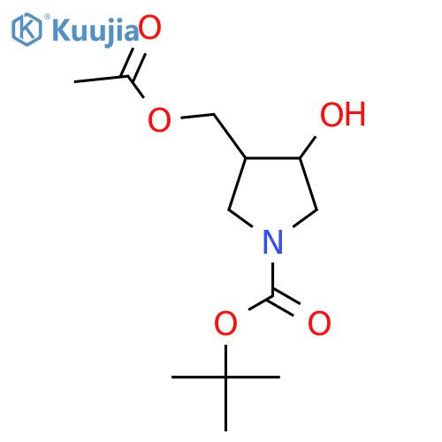 Tert-butyl 3-(acetoxymethyl)-4-hydroxypyrrolidine-1-carboxylate structure