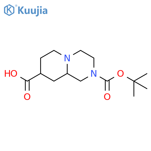 2-tert-butoxycarbonyl-1,3,4,6,7,8,9,9a-octahydropyrido[1,2-a]pyrazine-8-carboxylic acid structure