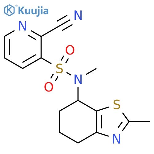 2-cyano-N-methyl-N-(2-methyl-4,5,6,7-tetrahydro-1,3-benzothiazol-7-yl)pyridine-3-sulfonamide structure