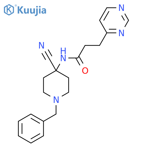 N-(1-benzyl-4-cyanopiperidin-4-yl)-3-(pyrimidin-4-yl)propanamide structure