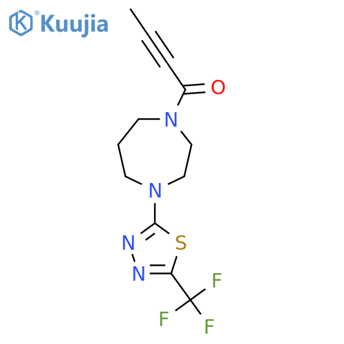 1-{4-[5-(Trifluoromethyl)-1,3,4-thiadiazol-2-yl]-1,4-diazepan-1-yl}but-2-yn-1-one structure