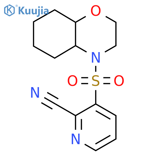 3-(octahydro-2H-1,4-benzoxazine-4-sulfonyl)pyridine-2-carbonitrile structure