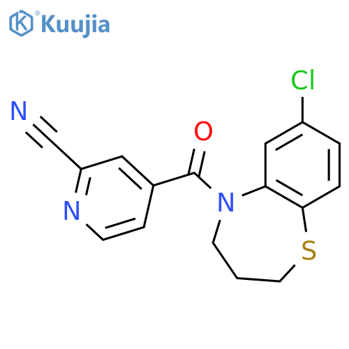 4-(7-Chloro-3,4-dihydro-2H-1,5-benzothiazepine-5-carbonyl)pyridine-2-carbonitrile structure
