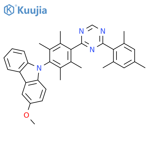 9H-Carbazole, 3-methoxy-9-[2,3,5,6-tetramethyl-4-[4-(2,4,6-trimethylphenyl)-1,3,5-triazin-2-yl]phenyl]- structure