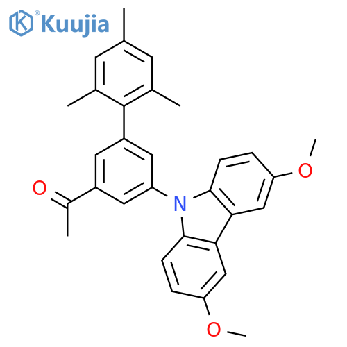 Ethanone, 1-[5-(3,6-dimethoxy-9H-carbazol-9-yl)-2',4',6'-trimethyl[1,1'-biphenyl]-3-yl]- structure