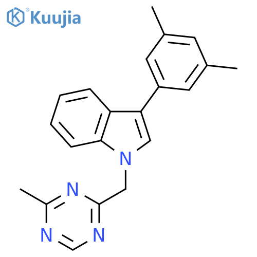 1H-Indole, 3-(3,5-dimethylphenyl)-1-[(4-methyl-1,3,5-triazin-2-yl)methyl]- structure