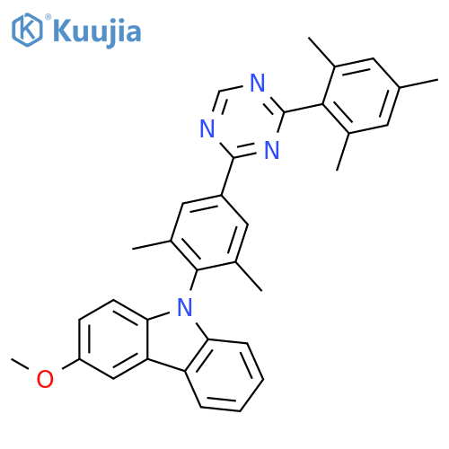 9H-Carbazole, 9-[2,6-dimethyl-4-[4-(2,4,6-trimethylphenyl)-1,3,5-triazin-2-yl]phenyl]-3-methoxy- structure