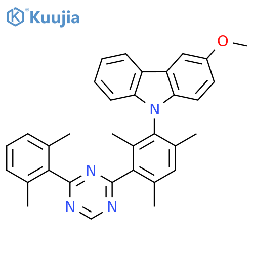 9H-Carbazole, 9-[3-[4-(2,6-dimethylphenyl)-1,3,5-triazin-2-yl]-2,4,6-trimethylphenyl]-3-methoxy- structure