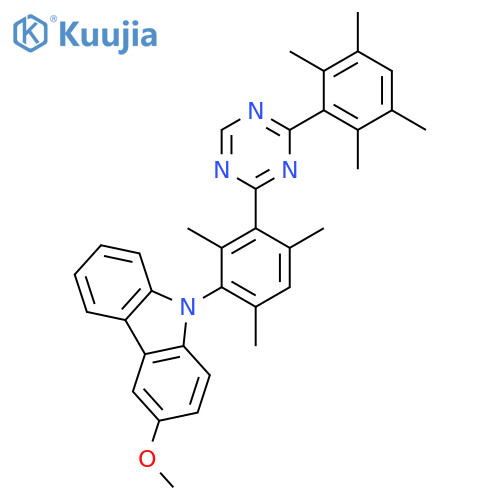 9H-Carbazole, 3-methoxy-9-[2,4,6-trimethyl-3-[4-(2,3,5,6-tetramethylphenyl)-1,3,5-triazin-2-yl]phenyl]- structure