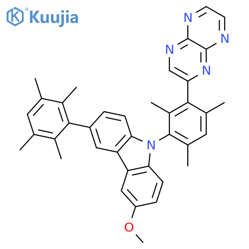 9H-Carbazole, 3-methoxy-6-(2,3,5,6-tetramethylphenyl)-9-(2,4,6-trimethyl-3-pyrazino[2,3-b]pyrazin-2-ylphenyl)- structure