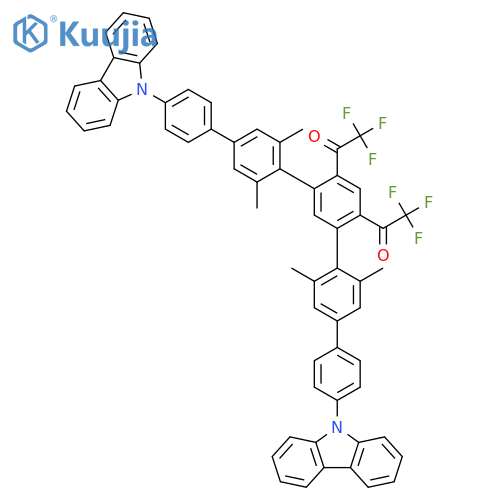 Ethanone, 1,1'-(4,4''''-di-9H-carbazol-9-yl-2''',3',5',6'''-tetramethyl[1,1':4',1'':3'',1''':4''',1''''-quinquephenyl]-4'',6''-diyl)bis[2,2,2-trifluoro- structure