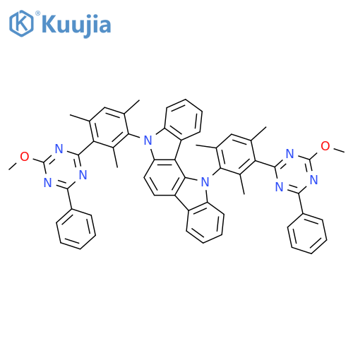 Indolo[3,2-a]carbazole, 5,12-dihydro-5,12-bis[3-(4-methoxy-6-phenyl-1,3,5-triazin-2-yl)-2,4,6-trimethylphenyl]- structure