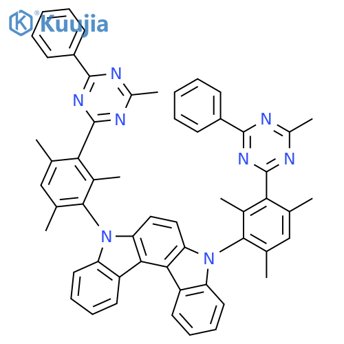 Indolo[2,3-c]carbazole, 5,8-dihydro-5,8-bis[2,4,6-trimethyl-3-(4-methyl-6-phenyl-1,3,5-triazin-2-yl)phenyl]- structure